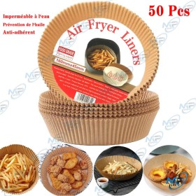⏱️ 50x Doublures Rondes Anti-Adhérentes 16cm pour Air Fryer (Gagnez du Temps)