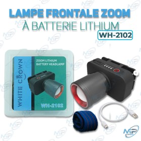 🔦 Lampe Frontale Zoom à Batterie Lithium - WH-2102 | Puissante & Rechargeable