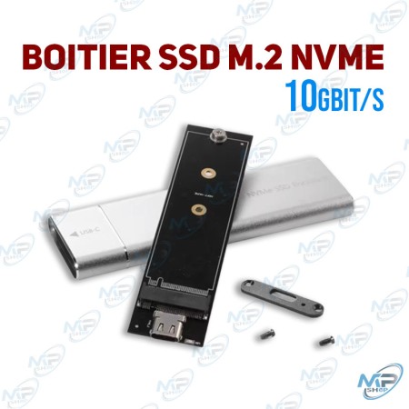 💽 Boîtier SSD M.2 NVMe USB 3.1 Type-C – 10 Gbit/s Ultra-Rapide – Aluminium Compatible Windows, Mac & Linux