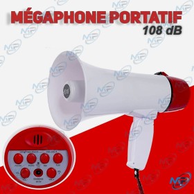 📢 Mégaphone Portatif Rechargeable 108 dB – Autonomie 8 à 20h | Léger et Puissant