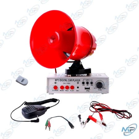 📢 Mégaphone Haut-Parleur Voiture 12V avec Micro et Enregistreur – MP3 Digital Car Player CA-150U