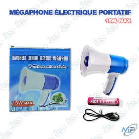 🔊 Mégaphone Électrique Portatif 15W Rechargeable avec Batterie Lithium – Bluetooth & USB