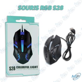 Souris Filaire RGB S28 🖱️ Souris Filaire RGB S28 – Design Gamer & Éclairage Coloré