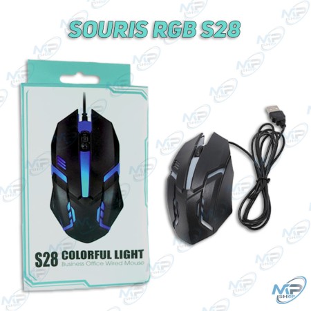 🖱️ Souris Filaire RGB S28 – Design Gamer & Éclairage Coloré