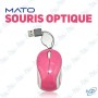 🖱️Souris Optique Filaire MATO Rose - Compacte & Rétractable