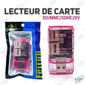 💾Lecteur de Carte USB 2.0 Multi-Format SD/MMC/SDHC/DV Rose