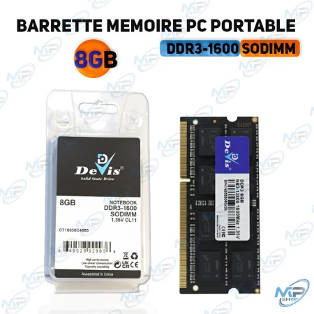 💻RAM 8Go DDR3L 1600MHz SODIMM | Boost PC Portable