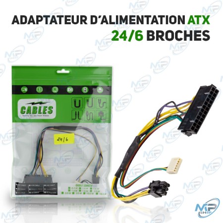 🔌Câble Adaptateur 24 Pin ATX vers 6 Pin (2x) | Alimentation Spécifique