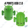 🤖Hub USB Android 4 Ports Haute Vitesse 2.0 - Design Unique