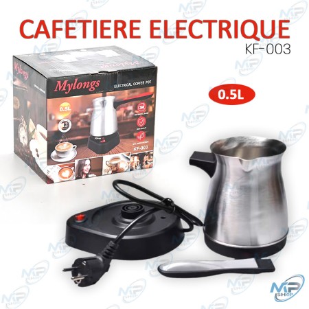 ☕Cafetière Électrique 0.5L Inox | Café Turc Rapide & Base 360°