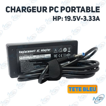 CHARGEUR PC PORTABLE HP 19V 3.33A