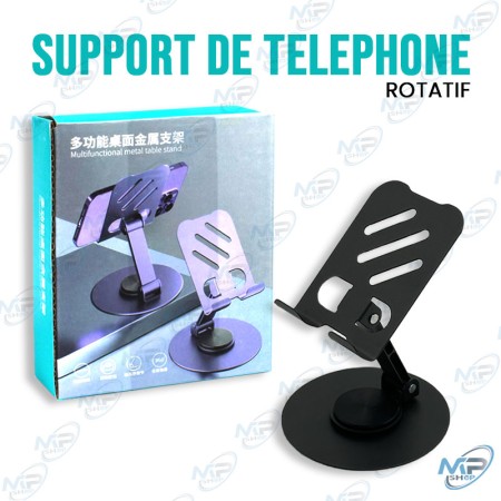 📱Support Téléphone Bureau Rotatif en Métal | Angle et Hauteur Ajustables