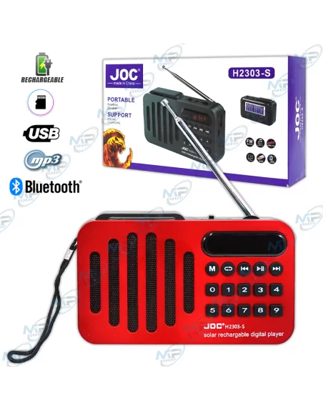 🎶Radio/Lecteur MP3 Solaire JOC H2303-S | Rechargeable & Portable