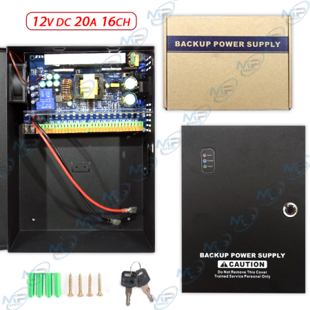 🛡️Boîtier alimentation secourue 12V 20A 16 sorties pour caméras CCTV