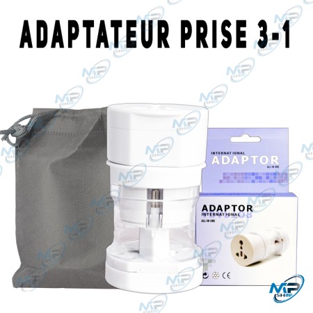 🔌 Adaptateur de prise universel 3-en-1 compact pour voyage