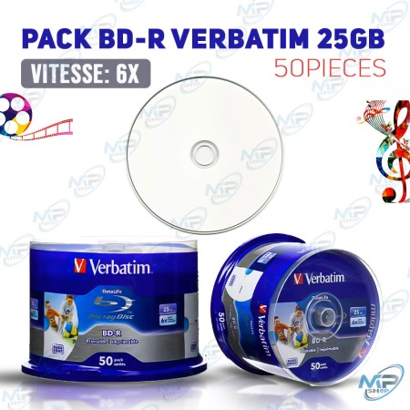 💿Pack Blu-ray BD-R 25 Go enregistrables – Lot de 50 disques