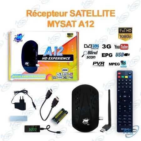 📡Récepteur Satellite MYSAT A12 HD – Full HD 1080p, DVB-S2, USB, YouTube, Blind Scan, PVR
