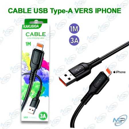 🔌 Câble USB Type-A vers iPhone Lightning Kakusiga 1M – Charge Rapide 3A
