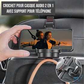 🥤Support Voiture 3-en-1 : Porte-Gobelet, Crochet Rangement & Support Téléphone