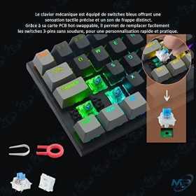 ⌨️ Clavier Gaming Mécanique RGB Filaire JEDEL KL-950 – Disposition FR/AR – Rétroéclairage Multicolore