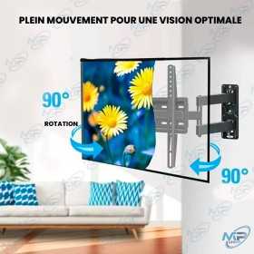 📺 Support mural TV orientable NS-814 – Fixation Full Motion 26" à 55" – Bras articulé robuste VESA