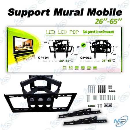 📺 Support Mural TV Orientable et Inclinable CP402 pour Écrans 26 à 65 Pouces – Support Universel LED/LCD/PDP – Charge Max 40kg