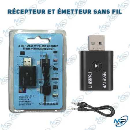📶 Émetteur & Récepteur Bluetooth 5.0 USB 2-en-1 – Adaptateur Audio Sans Fil TX/RX pour TV, PC, Voiture, Casque et Enceintes