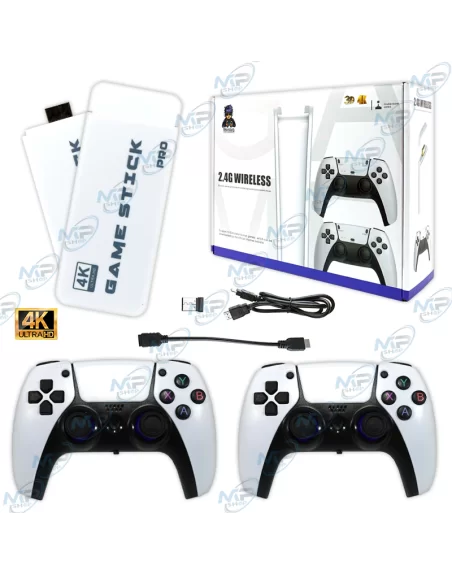 🎮Console de Jeu 4K Ultra HD 2.4G Wireless – Game Stick HDMI avec 2 Manettes Sans Fil – Plus de 10 000 Jeux Rétro Intégrés