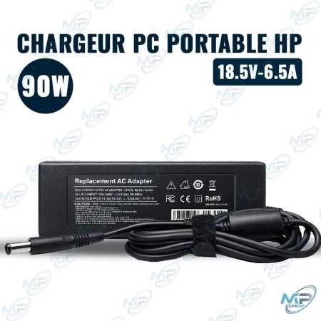 ⚡ Chargeur PC Portable HP 90W – Adaptateur Secteur 18.5V 6.5A Compatible Ordinateurs Portables HP