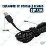 ⚡ Chargeur PC Portable Lenovo 90W – Adaptateur Secteur 20V 4.5A Connecteur Rectangulaire (Slim Tip)