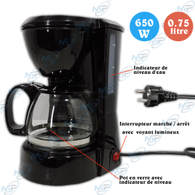 ☕ Machine à Café Filtre Électrique 650W – Capacité 0,75L avec Indicateur de Niveau d’Eau