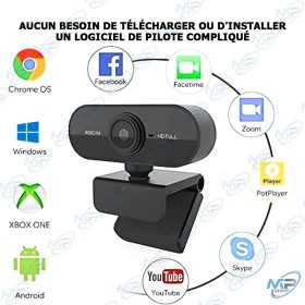 📸 Webcam Full HD 1080p avec micro intégré – Caméra PC USB pour visioconférence, streaming et télétravail