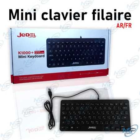 ⌨️ Mini Clavier Filaire USB JEDEL K1000+ – Clavier Compact Multilingue AR/FR pour PC, Laptop et Smart TV
