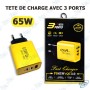 ⚡Tête Chargeur Rapide 65W USB-C PD + QC3.0 – Adaptateur Secteur 3 Ports (USB-C + USB)