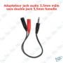 🔌 Adaptateur Jack 3.5mm Casque & Micro – Splitter Audio Double Sortie pour PC et Smartphone