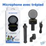 🎙️ Microphone avec Trépied et Réduction de Bruit – Micro Fil USB/Jack pour Enregistrement, Streaming, Podcast et Gaming