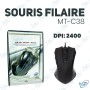 🖱️Souris Filaire USB 2400 DPI MT-C38 – Souris Optique Haute Précision Ergonomique avec Câble 120 cm