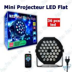 💡 Mini Projecteur LED Flat 36 LEDs – Projecteur Par RGB avec Télécommande & DMX pour Soirée, DJ et Événement