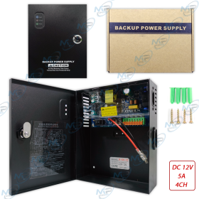 🛡️ Alimentation secourue 12V 5A 4 sorties (4CH) – Backup Power Supply pour caméras de surveillance CCTV