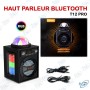 🔊Haut-Parleur Bluetooth T12 PRO RGB – Enceinte Portable Sans Fil avec Effets Lumineux, USB, TF & AUX
