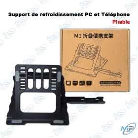 💻Support Refroidisseur PC Portable & Téléphone Pliable M1 – Support Ergonomique Ventilé Antidérapant