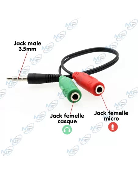 copy of Adaptateur jack male vers 2jack femelle