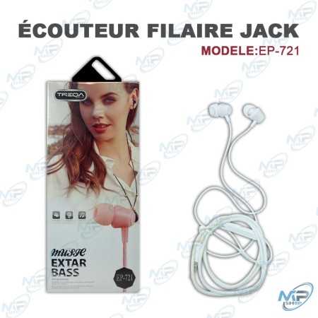 🎧 Écouteurs Filaire Jack TREQA EP-721 – Son Extra Bass avec Prise Jack 3,5 mm