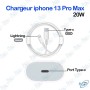 ⚡ Chargeur Rapide 20W USB-C pour iPhone 13 Pro Max – Adaptateur Secteur + Câble USB-C vers Lightning Premium