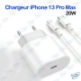 ⚡ Chargeur Rapide 20W USB-C pour iPhone 13 Pro Max – Adaptateur Secteur + Câble USB-C vers Lightning Premium