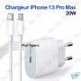 ⚡ Chargeur Rapide 20W USB-C pour iPhone 13 Pro Max – Adaptateur Secteur + Câble USB-C vers Lightning Premium