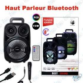 🔊Haut-Parleur Bluetooth Portable 8" RGB Karaoké – Enceinte Rechargeable avec Microphone et Télécommande