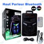 🔊Haut-Parleur Bluetooth Portable 8" RGB WF806 – Enceinte Karaoké Rechargeable avec Microphone et Télécommande