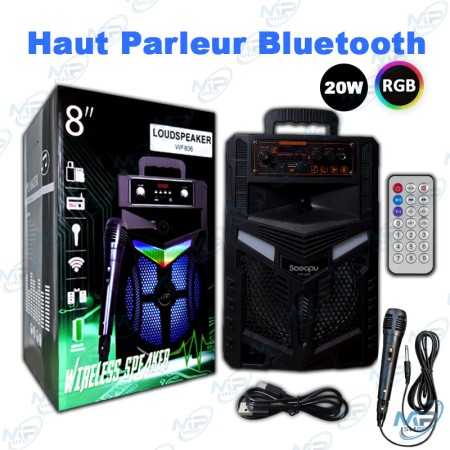 🔊Haut-Parleur Bluetooth Portable 8" RGB WF806 – Enceinte Karaoké Rechargeable avec Microphone et Télécommande