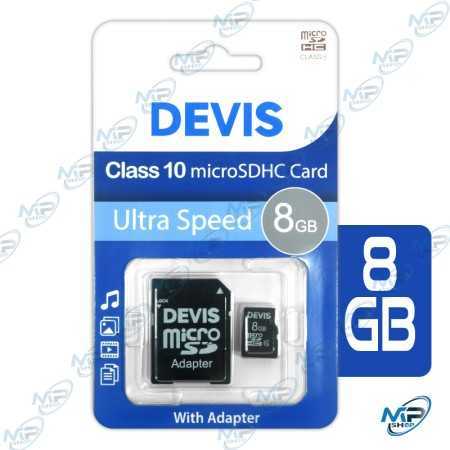 💾MicroSD DEVIS Ultra Speed 8GB Class 10 A1 V10 - Fiable et Compacte
